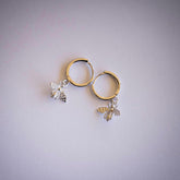 Marley Silver Hoop Earring with Bee Dangle